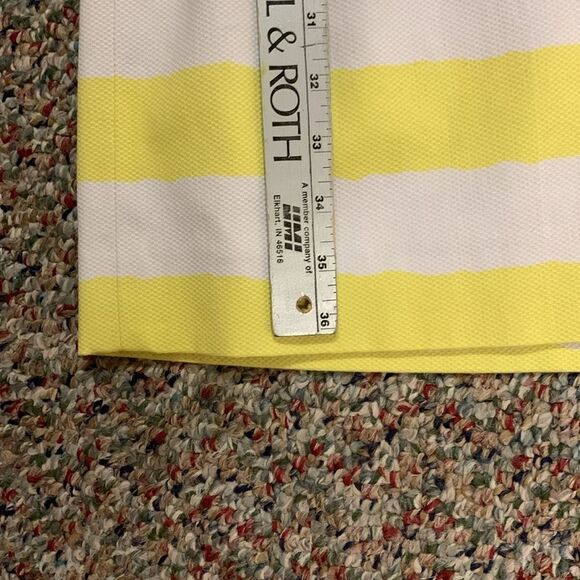 Tahari Yellow White Stripe Cotton Pique V-Neck Sleeveless Knee Length Dress 10 - Picture 13 of 13